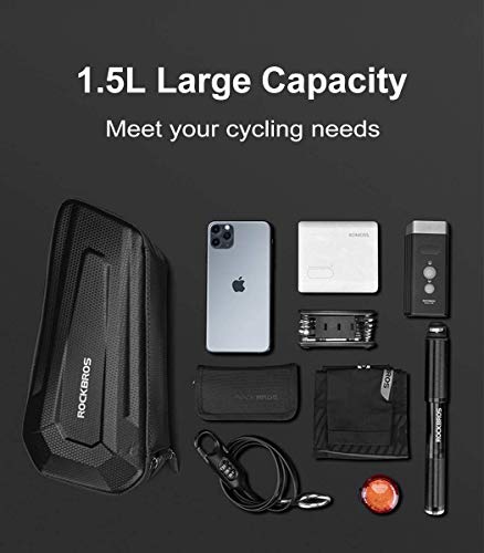 ROCKBROS Bolsa Cuadro Tubo Frontal para Bicicleta Montaña Carretera MTB a Prueba de Agua Bolso Rígido de Ciclismo Negro