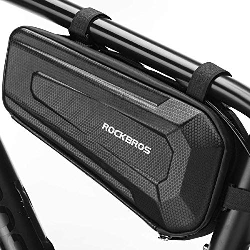 ROCKBROS Bolsa Cuadro Tubo Frontal para Bicicleta Montaña Carretera MTB a Prueba de Agua Bolso Rígido de Ciclismo Negro