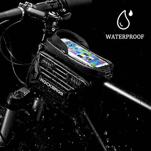 ROCKBROS Bolsa Cuadro Tubo Superior para Bicicleta Impermeable Grande con Pantalla Táctil para Teléfono Móvil 5,8” y 6,2” para Bicis MTB Bici de Carretera