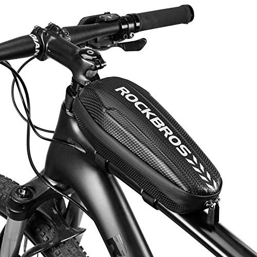 ROCKBROS Bolsa Cuadro/Sillín Bicicleta MTB Carretera Rígida a Prueba de Agua para Teléfono Móvil de 6,0/6,5 Pulgadas, Negro