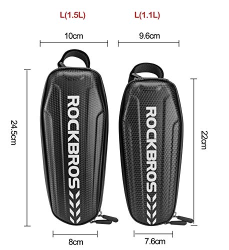 ROCKBROS Bolsa Cuadro/Sillín Bicicleta MTB Carretera Rígida a Prueba de Agua para Teléfono Móvil de 6,0/6,5 Pulgadas, Negro