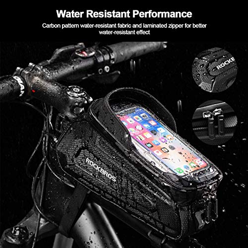 ROCKBROS Bolsa de Cuadro Tubo Superior de Bicicleta Montaña Carretera MTB con Pantalla Táctil para Móvil iPhone 11 XS MAX XR 8 7 Plus