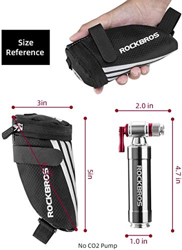 ROCKBROS Bolsa de Sillín de Bicicleta MTB Carretera Mini Pequeña Bolsa de Asiento para Cámaras Ciclismo Negro