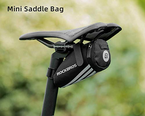 ROCKBROS Bolsa de Sillín de Bicicleta MTB Carretera Mini Pequeña Bolsa de Asiento para Cámaras Ciclismo Negro