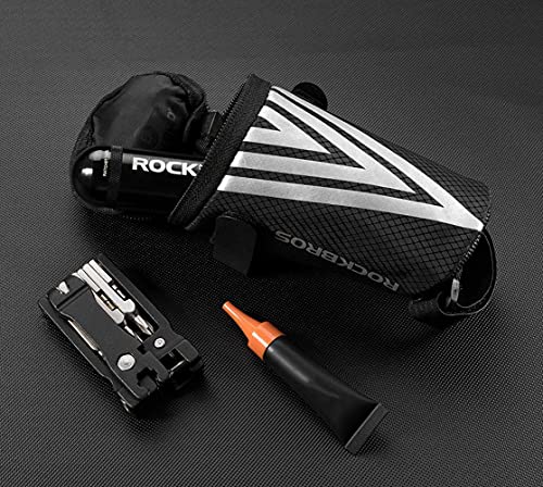 ROCKBROS Bolsa de Sillín de Bicicleta MTB Carretera Mini Pequeña Bolsa de Asiento para Cámaras Ciclismo Negro