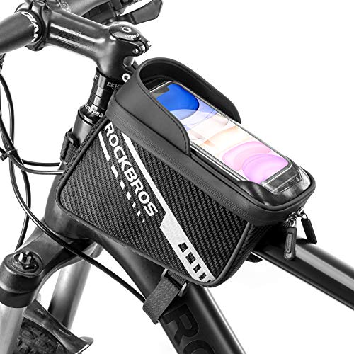 ROCKBROS Bolsa Manillar Cuadro de Bicicleta Doble Alforja Pantalla Táctil para MTB Carretera Compatible con Teléfono Móvil de 7,5 Pulgadas