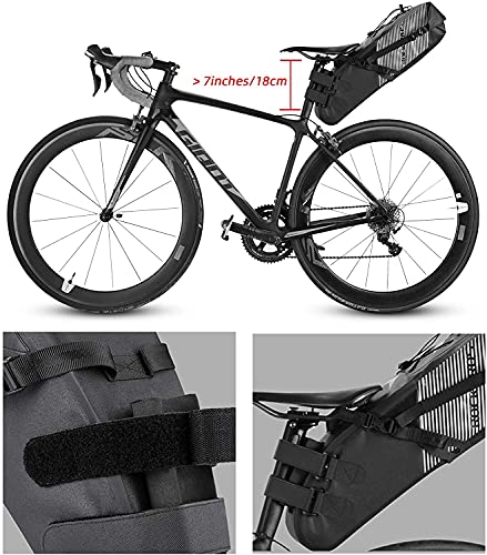 ROCKBROS Bolsa Sillín Bicicleta Alforja Impermeable 10L para MTB Bicicleta Carretera Bikepacking, Negro