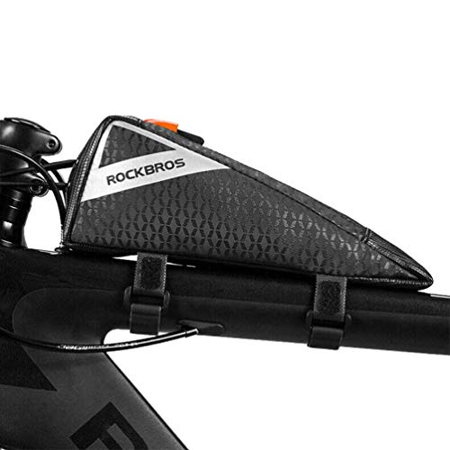 ROCKBROS Bolsa Triangular Cuadro Tubo Superior de Bicicleta de Carretera MTB Triatlón Capacidad 0,5L Negro