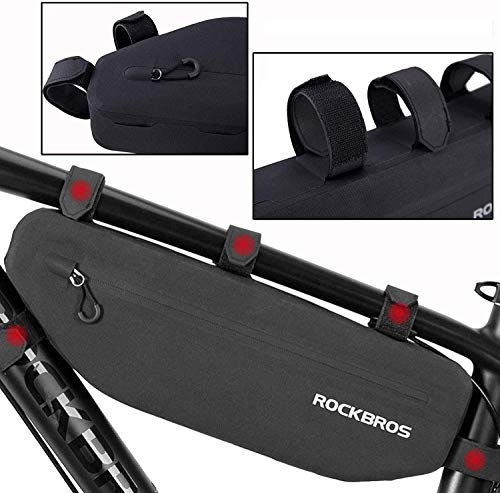 ROCKBROS Bolsa Triangular para Cuadro de Bicicleta Impermeable Ajustable Frontal de Tubo para Ciclismo con Gran Capacidad para Bicis MTB Bici de Carretera