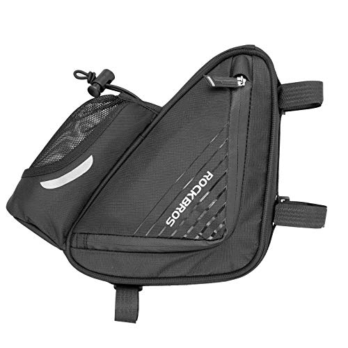 ROCKBROS Bolsa Triangular para Cuadro Tubo Superior de Ciclismo con Bolsillo para Botella de Agua para Bicis MTB Bici de Carretera Unisex