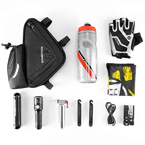 ROCKBROS Bolsa Triangular para Cuadro Tubo Superior de Ciclismo con Bolsillo para Botella de Agua para Bicis MTB Bici de Carretera Unisex