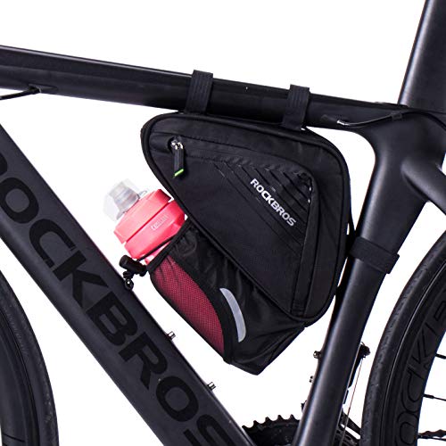 ROCKBROS Bolsa Triangular para Cuadro Tubo Superior de Ciclismo con Bolsillo para Botella de Agua para Bicis MTB Bici de Carretera Unisex