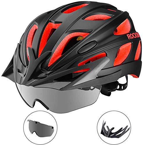 ROCKBROS Casco Integral para Ciclismo Desmontable Ajustable Ultraligero con Visera y Gafas para Bicicleta de Montaña y de Carretera Tamaño 57-62cm para Hombre y Mujer