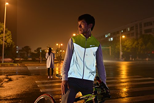 ROCKBROS Chaleco Reflectante para Ciclismo Transpirable Corto Resistente al Viento Cortavientos Alta Visivilidad para Running Deportes al Aire Libre para Hombre y Mujer (4XL)