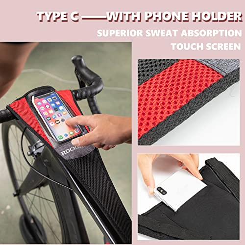 ROCKBROS Cubierta de Sudor para Entrenamiento de Bicicleta Impermeable Elástica Absorber el Sudor para Rodillos Ciclismo Dos Tipos Adecuada para Telefonos Móviles 6.0” Negro Rojo