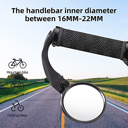 ROCKBROS Espejo Retrovisor Redondo de Bicicleta 360°Adjustable Para Manillar de Bicicleta MTB Carretera Ciclismo，2 piezas