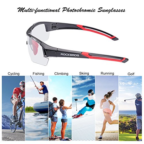 ROCKBROS Gafas de Sol Fotocromáticas Lentes Transparentes con Protección UV400 Ultraligero para Ciclismo Running Deportes al Aire Libre para Hombre y Mujer