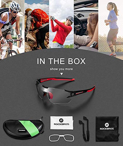 ROCKBROS Gafas de Sol Fotocromáticas Lentes Transparentes para Bicicleta MTB Montaña Ciclismo Running Deportes Unisex