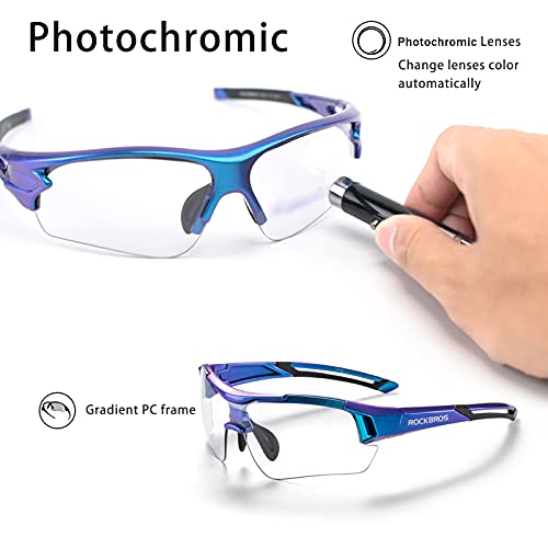 ROCKBROS Gafas Fotocromáticas de Sol para Ciclismo Running UV Protección Inteligentes Transparentes para Hombre y Mujer