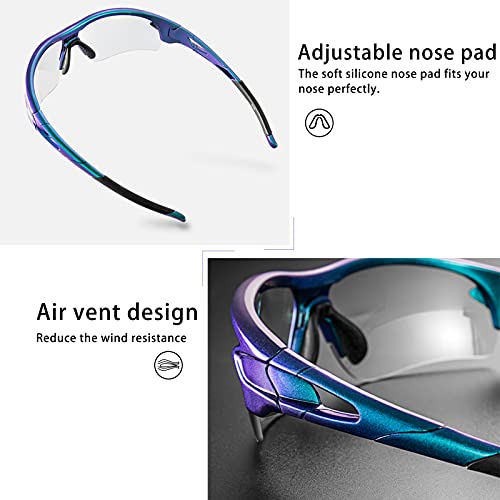 ROCKBROS Gafas Fotocromáticas de Sol para Ciclismo Running UV Protección Inteligentes Transparentes para Hombre y Mujer