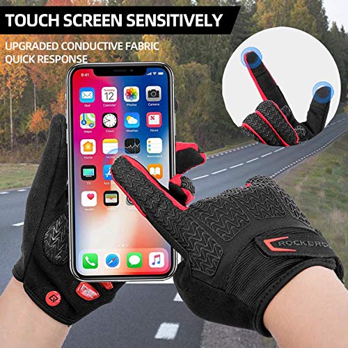 ROCKBROS Guantes de Ciclismo con Pantalla Táctil Acolchados SBR para Bicicleta Montaña MTB Motocicleta Deportes al Aire Libre, Hombres y Mujeres