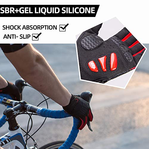 ROCKBROS Guantes de Ciclismo con Pantalla Táctil Acolchados SBR para Bicicleta Montaña MTB Motocicleta Deportes al Aire Libre, Hombres y Mujeres