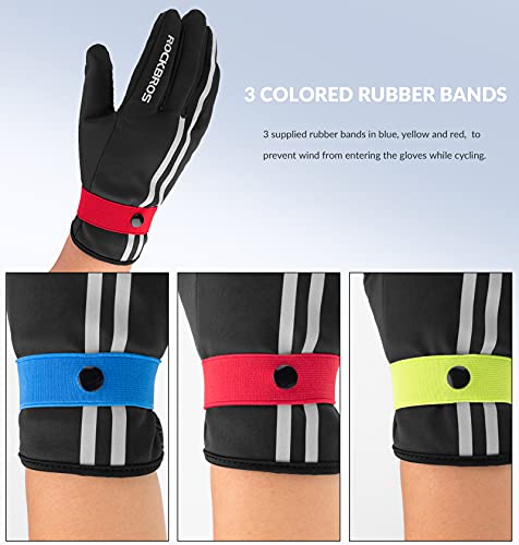 ROCKBROS Guantes de Ciclismo Invierno con Pantalla Táctil Forro Polar a Prueba de Viento para Bicicleta MTB Deporte al Aire Libre, Negros