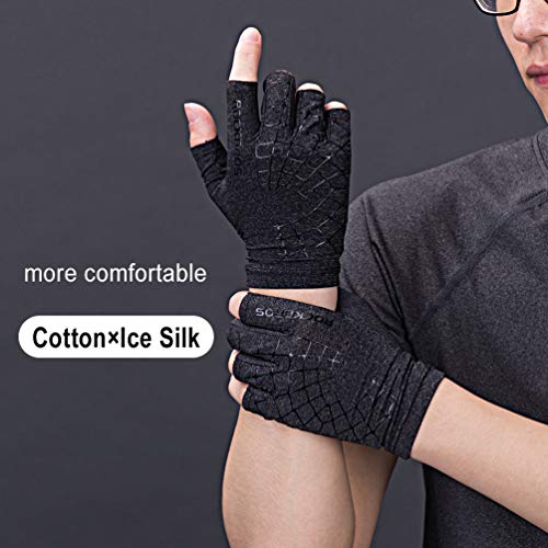 ROCKBROS Guantes Deportivos de Bicicleta para Verano Protección UV Transpirable Antideslizante para Ciclismo Deportes al Aire Libre para Hombre y Mujer, Negro/Gris