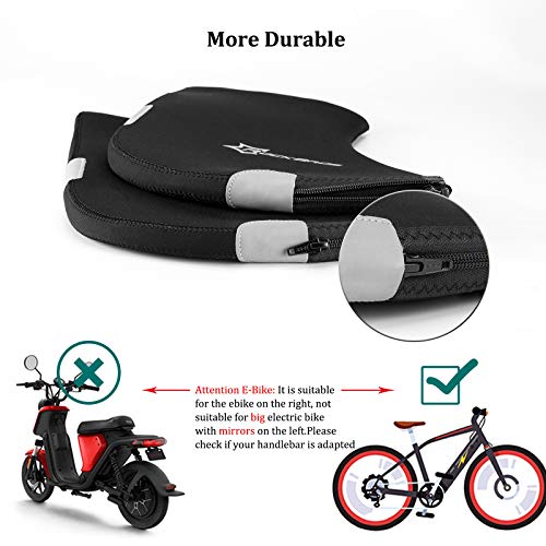 ROCKBROS Manoplas Invierno para Bicicleta Motocicleta, Impermeable Anti Viento Térmico Cubierta para el Manillar, Negro