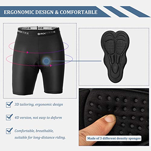 ROCKBROS Pantalones Cortos con 4D Acolchado y Ropa Interior para Ciclismo Bicicleta MTB Deportes Secado Rápido para Hombres