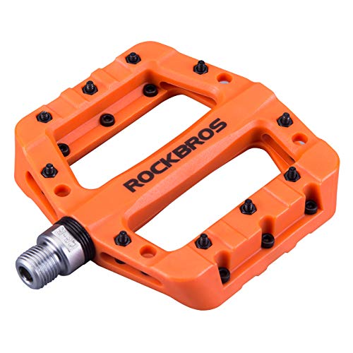 ROCKBROS Pedales Bicicleta de Nylon, para MTB BMX Bicicleta Carretera Gran Plataforma Antideslizante Ligeros, 9/16 Pulgadas