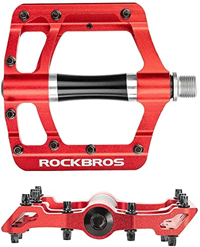 ROCKBROS Pedales Bicicleta Montaña MTB Carretera de Aleación Aluminio Gran Plataforma Rodamiento Sellado Antideslizantes, Unisex