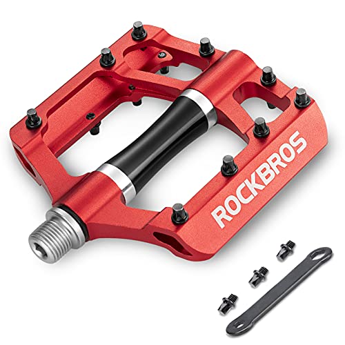 ROCKBROS Pedales Bicicleta Montaña MTB Carretera de Aleación Aluminio Gran Plataforma Rodamiento Sellado Antideslizantes, Unisex