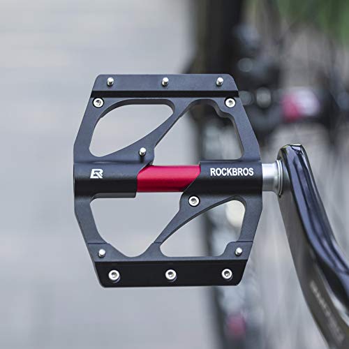 ROCKBROS Pedales Bicicleta MTB Carretera Plataforma Grande Aleación de Aluminio Rodamiento Sellado Antideslizante, Unisex