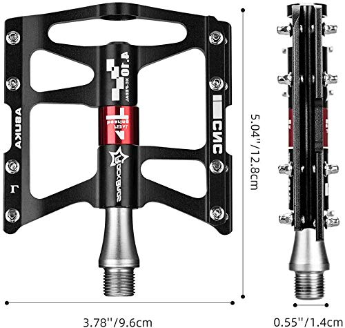 ROCKBROS Pedales de Bicicleta 4 Rodamientos de Aleación de Aluminio Plataforma CNC Ligero Antideslizante para MTB Bici de Carretera Bici Plegable 9/16"