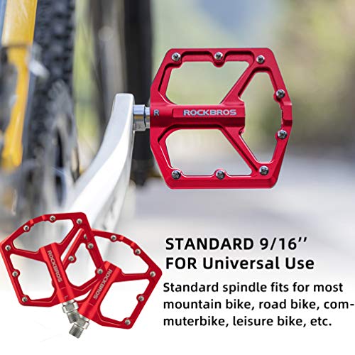 ROCKBROS Pedales de Bicicleta de Aleación de Aluminio Plataforma Antideslizante para MTB Carretera Ciclismo 9/16