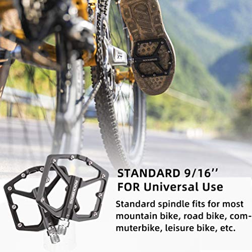 ROCKBROS Pedales de Bicicleta de Aleación de Aluminio Plataforma Antideslizante para MTB Carretera Ciclismo 9/16