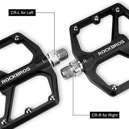 ROCKBROS Pedales de Bicicleta de Aleación de Aluminio Plataforma Antideslizante para MTB Carretera Ciclismo 9/16