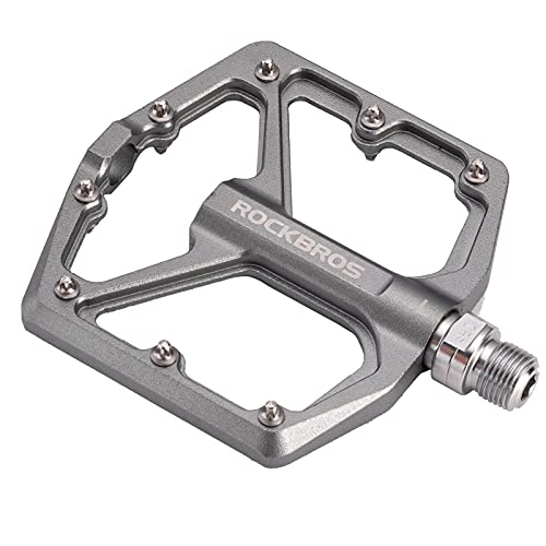 ROCKBROS Pedales de Bicicleta de Aleación de Aluminio Plataforma Antideslizante para MTB Carretera Ciclismo 9/16 (Titanio)