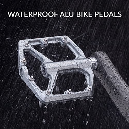 ROCKBROS Pedales de Bicicleta de Aleación de Aluminio Plataforma Antideslizante para MTB Carretera Ciclismo 9/16 (Titanio)