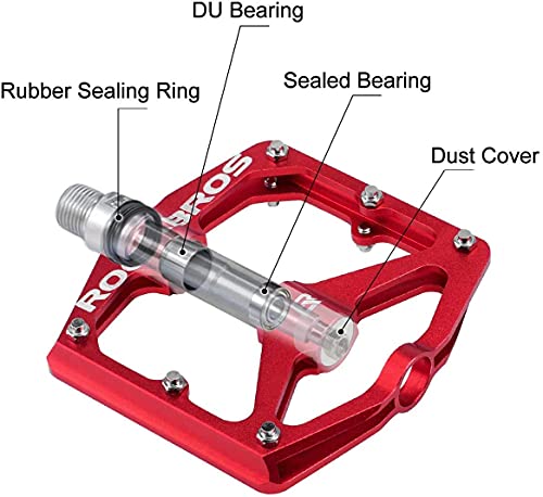 ROCKBROS Pedales de Bicicleta MTB Carretera 9/16 Plataforma Grande Antideslizantes Ligeros Ciclismo