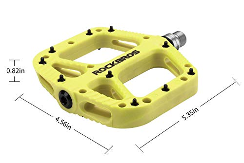 ROCKBROS Pedales de Nylon para Bicicleta MTB Montaña Plataforma Rodamiento Sellado Antideslizantes Amarillo