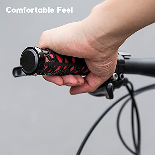 ROCKBROS Puños de Bicicleta Manillar con Doble Bloqueo Antideslizante Ultraligero Suave de Goma para MTB Bici de Carretera 2,22 cm