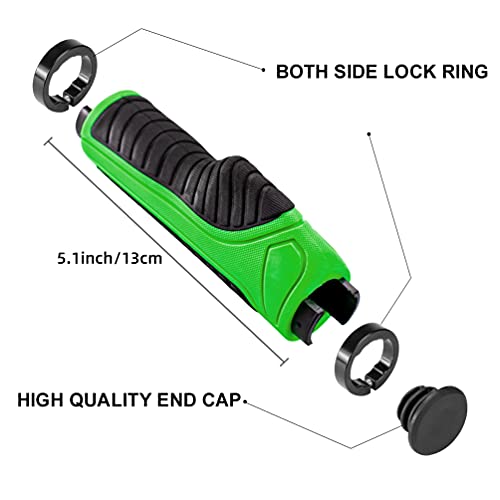 ROCKBROS Puños de Manillar para Bicicleta de Goma Bloqueo Doble Antideslizante Ergonómicos Anti Golpes para Bicis MTB Bicicleta de Carretera Bicicleta Plegable 2,22 cm (Verde)