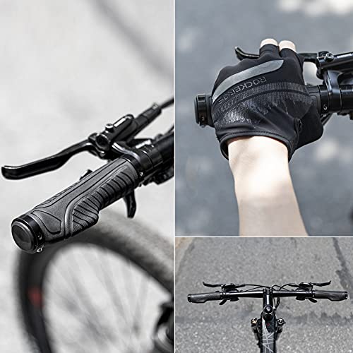 ROCKBROS Puños de Manillar para Bicicleta de Goma Bloqueo Doble Antideslizante Ergonómicos Anti Golpes para Bicis MTB Bicicleta de Carretera Bicicleta Plegable 2,22 cm (Negro)