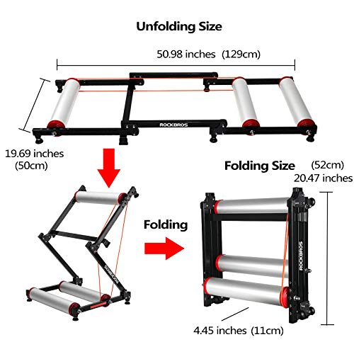 ROCKBROS Rodillo Entrenamiento Bicicleta, Rodillo Rulos para Interiores Ajustable Plegable Universal para MTB Bicicleta Carretera