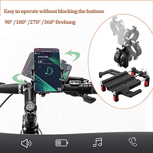 ROCKBROS Soporte Móvil para Bicicleta Moto, Rotación 360° Soporte Universal de Aleación de Aluminio para Teléfonos