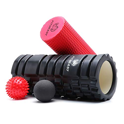 Rodillo Masaje Muscular de Hule para Profundos,Set 2-en-1 de Rodillo de Espuma, Foam Roller de Hule para Masaje Muscular, Terapia de Relajación Profunda, Relajar Piernas y Partes Cuerpo Adoloridas