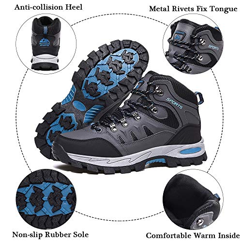 Rokiemen Zapatillas de Trekking para Hombre Botas de Montaña Zapatillas Senderismo Transpirable Antideslizante Al Aire Libre Zapatillas de Camping Gris 39 EU