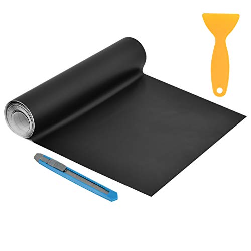 Rollo de vinilo negro mate para coche de 3 m, adhesivo de vinilo con raspadores, autoadhesivo, libre de burbujas de aire, elástico, impermeable, para decoración interior y exterior, laptops